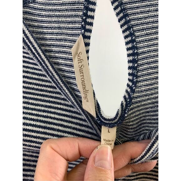 Soft Surroundings Striped Navy French Keyhole Top Size L - Picture 8 of 11